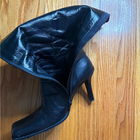 ALDO Made in Italy Black All-Leather Buckle Stiletto Boots – Mid Calf - Picture 2 of 10